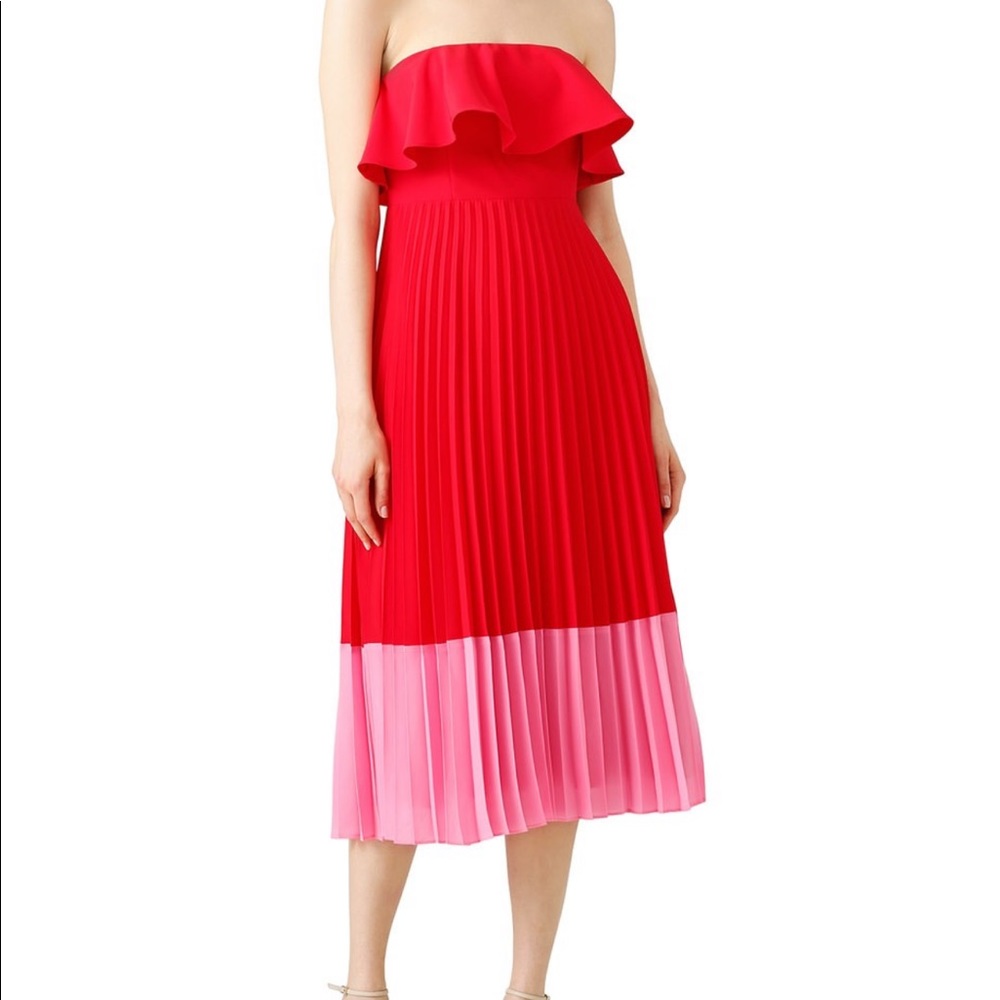 Aidan Mattox red pleated Tea Dress